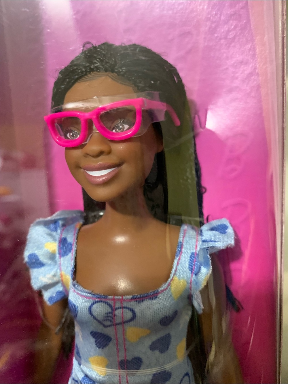 Barbie Fashionista 229 Down Syndrome Doll Heart-Print Dress Hot Pink Glasses